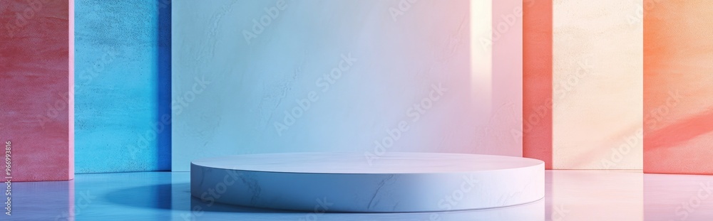 Aufkleber Abstract background featuring a podium and wall showcasing 3D illustration and rendering