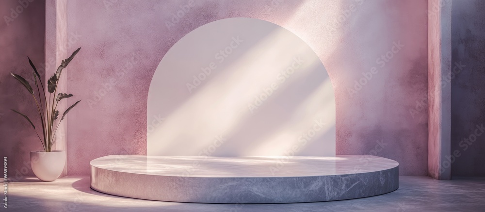 Poster Luxury minimalist backdrop for premium products featuring an elegant podium abstract minimal design and clean blank space presented in a 3D render