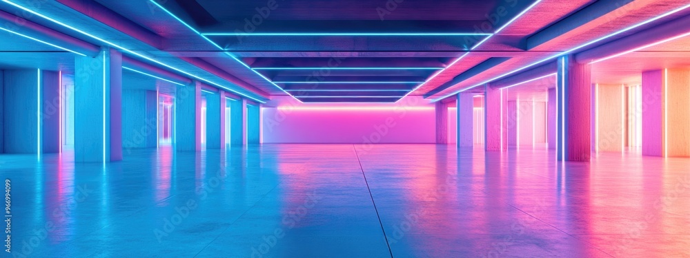 Poster abstract contemporary architectural backdrop vacant open space interior 3d rendering