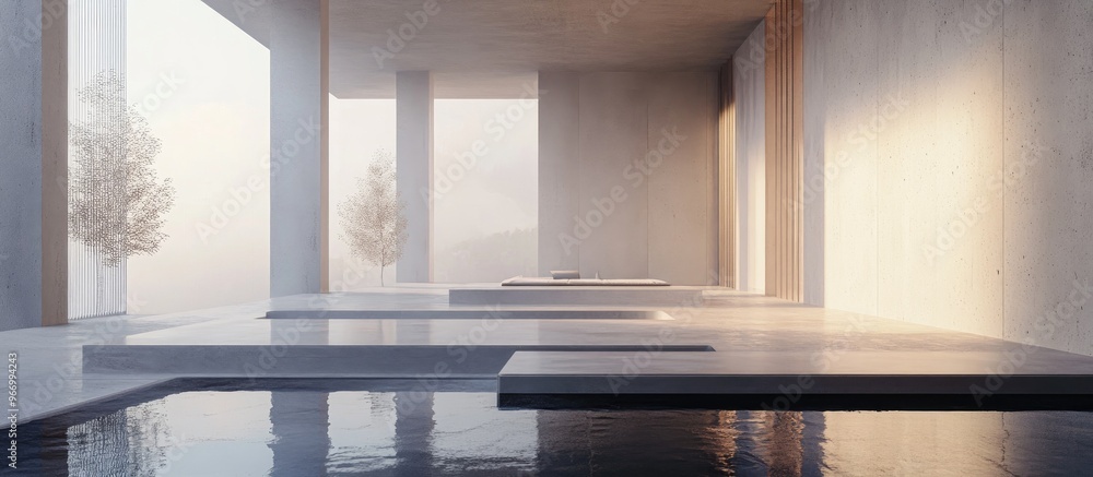 Poster minimalist surrealistic 3d architectural render