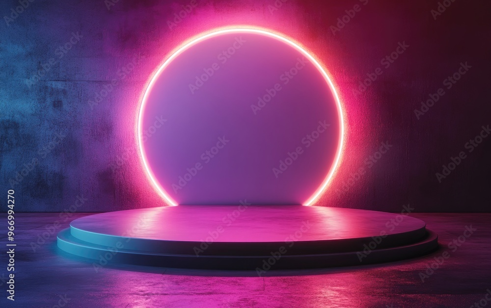 Poster Abstract background featuring a podium and wall scene created through 3D illustration and rendering