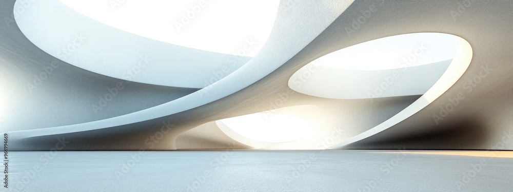 Fototapete abstract architecture background featuring a curved interior in a 3d render