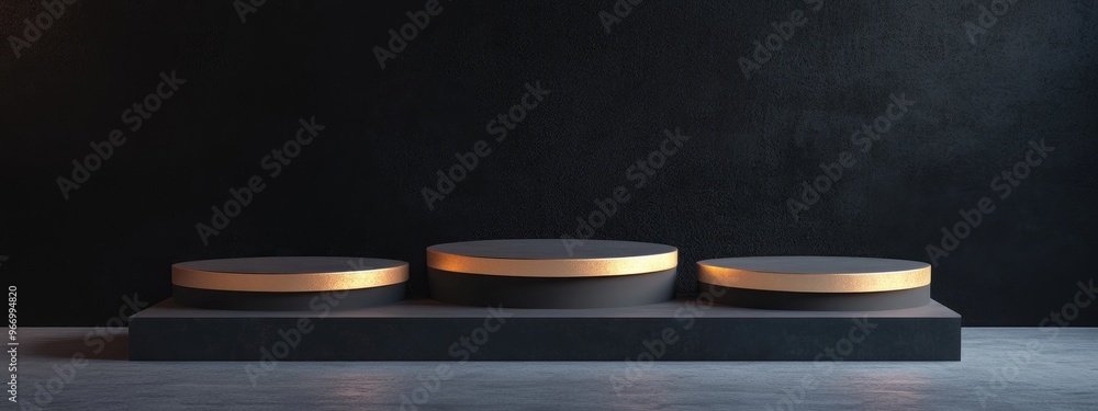 Poster empty winners podium in 3d rendering
