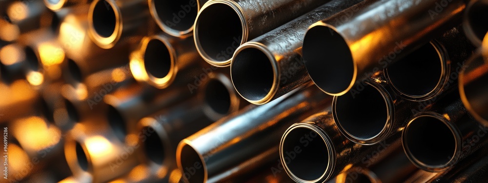 Poster Abstract composition featuring a textured design created with metallic cylinders rendered in 3D