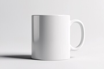 Fototapeta premium A minimalist white mug on a clean background, perfect for showcasing designs or branding for coffee and tea lovers.