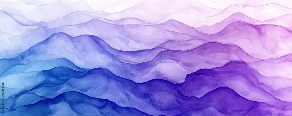 Poster Soft gradient waves in soothing hues of blue and purple create a calming abstract background for design and creative projects.