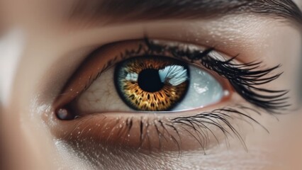 Close-up of human eye with golden-brown iris
