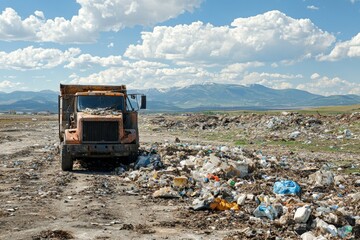 Waste landfill illustration created with Generative AI