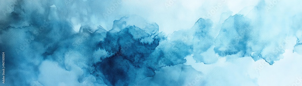Poster stunning abstract watercolor in blue tones, blending soft shades for a tranquil and artistic backgro