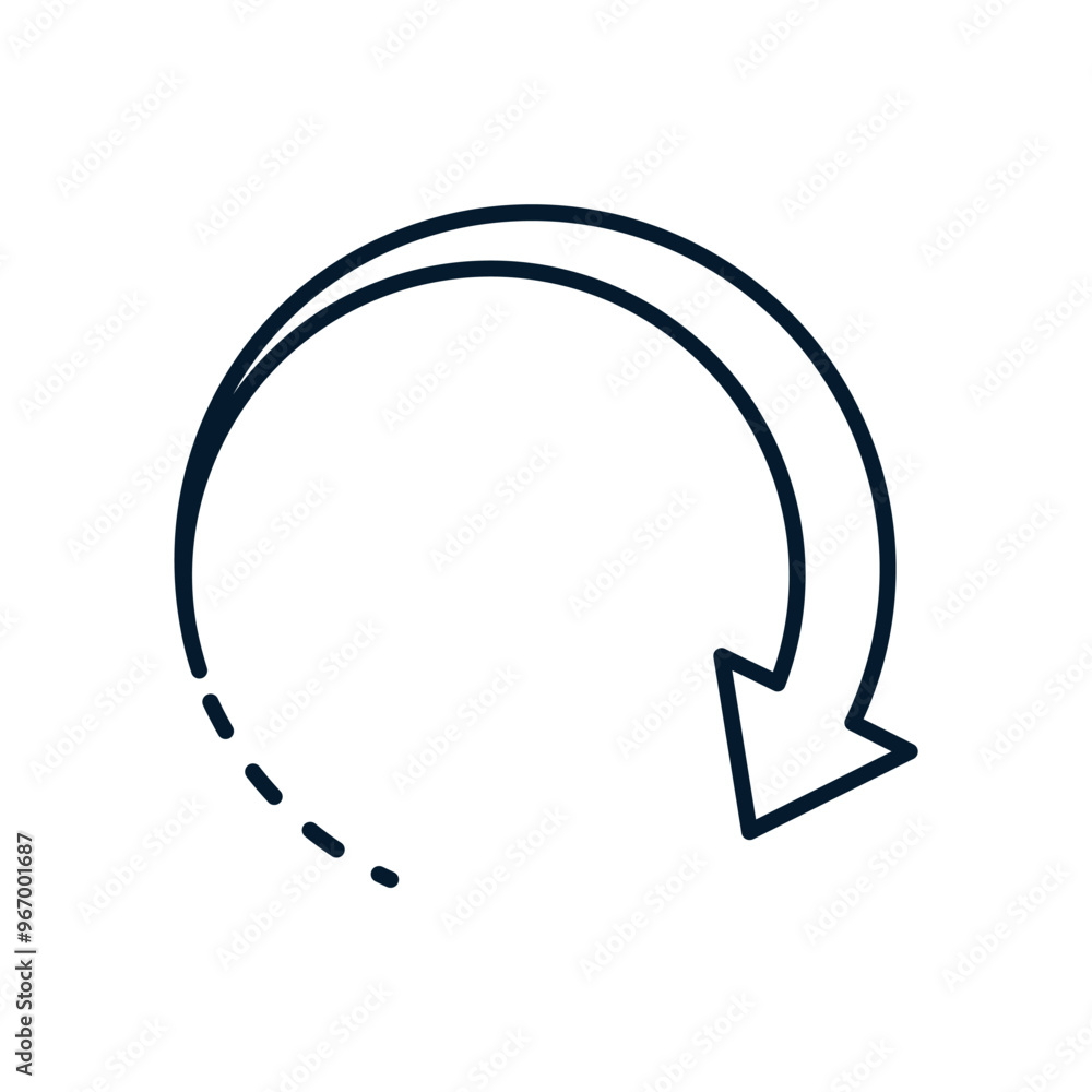 Poster arrow in circle with dotted line. step-by-step update concept. vector linear icon isolated on white 