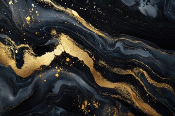 Black and gold marble texture abstract marbled distorted background design