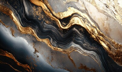 Naklejka premium Abstract fluid metallic textured art for ultra wide backgrounds