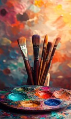 Obraz premium Artistic Palette and Brushes