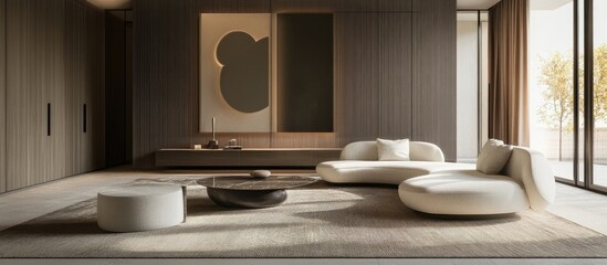 Contemporary luxury interior design rendered in 3D