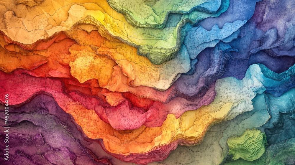 Poster vibrant topographic map design featuring a unique world contour vivid neuroart backdrop on colorful 