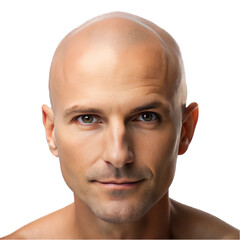 Fototapeta premium Male Shaved Head Cancer Patient portrait isolated on transparent background