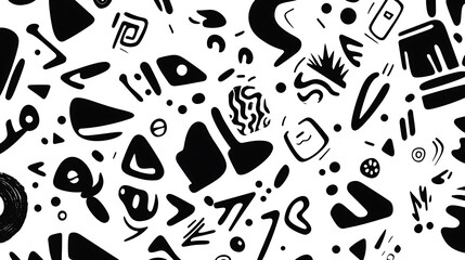 Abstract Black and White Pattern with Irregular Shapes and Lines