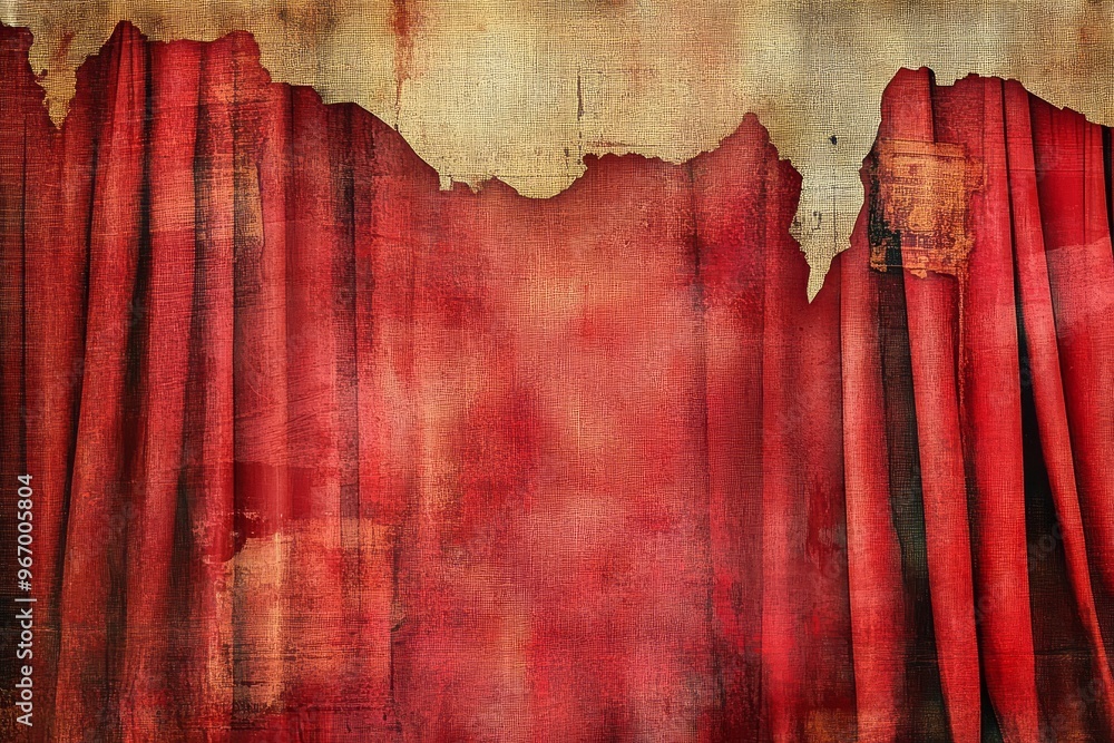 Poster red theater curtain ephemera creating textured border backgrounds.
