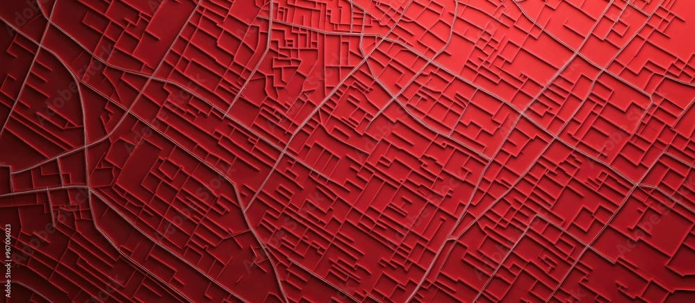 Aufkleber map of streets featuring white lines on a red backdrop a top down perspective with a textured backgr