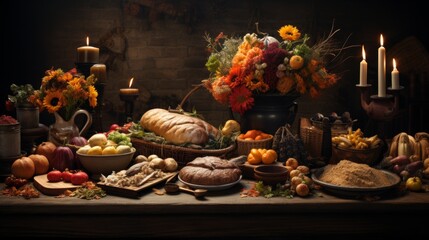 Fototapeta premium Thanksgiving and the Harvest Feast 23 November Generative AI