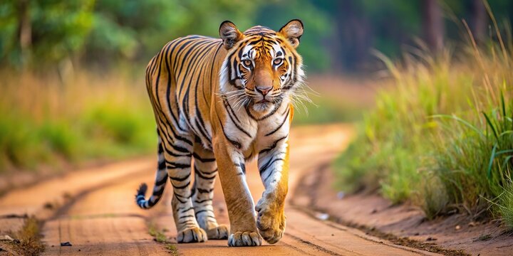 Tigress on prowl at Tadoba Andhari Tiger reserve from High Angle