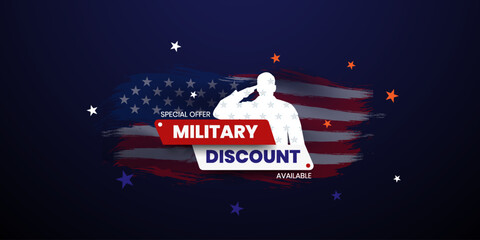 Military discount background, Military Discounts with US flag, military sale banner, vector illustration