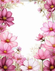 Fototapeta premium コスモスのフレーム 縦型
