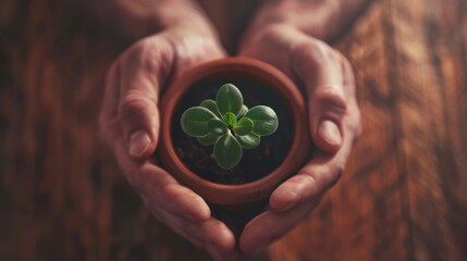 Nurturing a Small Potted Plant