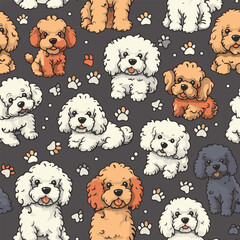 Dog seamless pattern. Poodle background. Vector illustration.