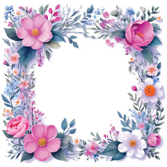 Watercolor floral frame with copy space