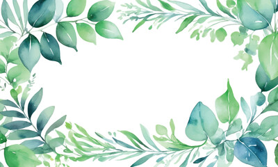 A floral frame with green leaves and a place for text