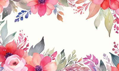 A frame of flowers with a white background that says spring
