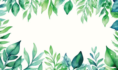A floral frame with green leaves and a place for text