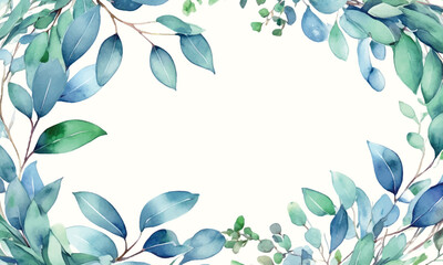 A floral frame with green leaves and a place for text