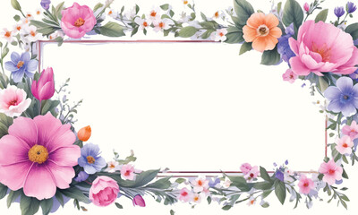 A frame of flowers with a white background that says spring