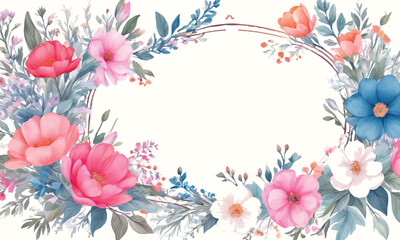 A frame of flowers with a white background that says spring
