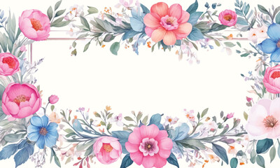 A frame of flowers with a white background that says spring