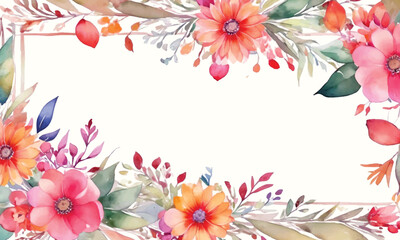 A frame of flowers with a white background that says spring