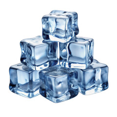 Pile of Ice Cubes isolated on transparent background