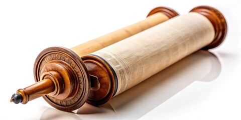Torah scroll on white background