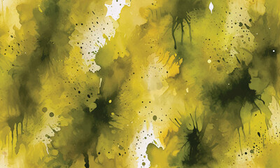A painting of yellow flowers with green leaves and water drops