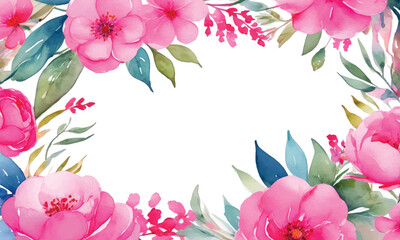 A frame of flowers with a white background that says spring