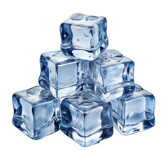 Pile of Ice Cubes isolated on transparent background