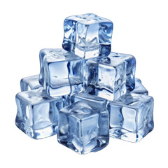 Obraz premium Pile of Ice Cubes isolated on transparent background