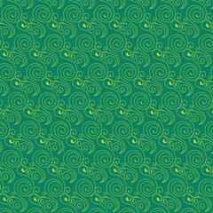 spirals on a green pattern background
