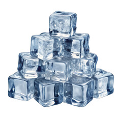 Pile of Ice Cubes isolated on transparent background