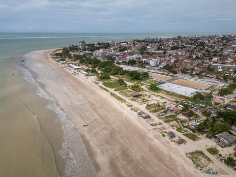 Aerial view to Miramar Beach in Cabedelo, near Jo&atilde;o Pessoa