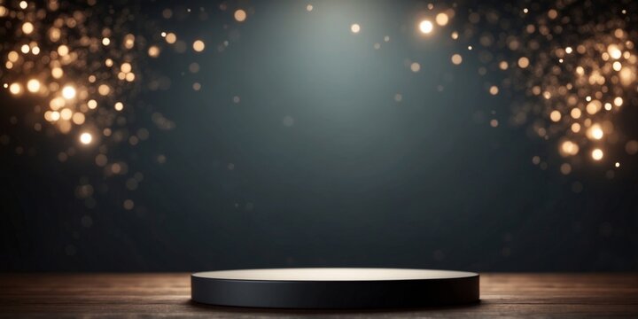 Dark moody podium stage for products or cosmetics.