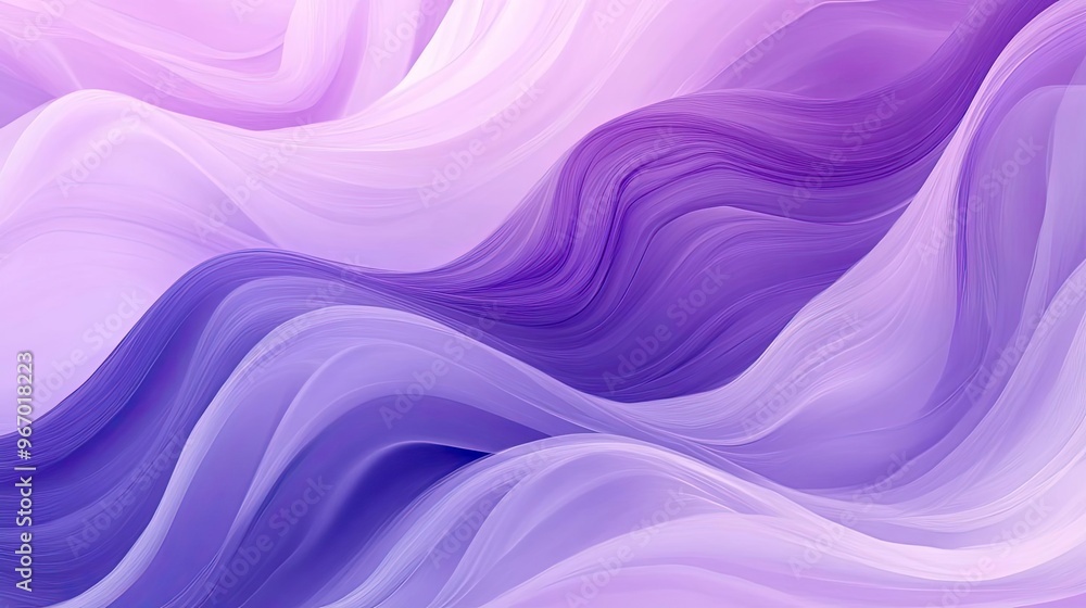 Poster a stunning abstract composition featuring flowing waves of purple hues, creating a serene and calmin