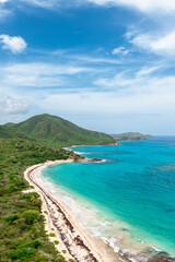 Palm fringed beach washed by Caribbean sea